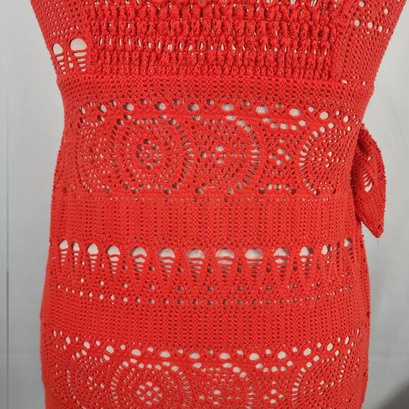 Free People Red Crochet Strapless Dress With Tie Detail Size L - Picture 11 of 16